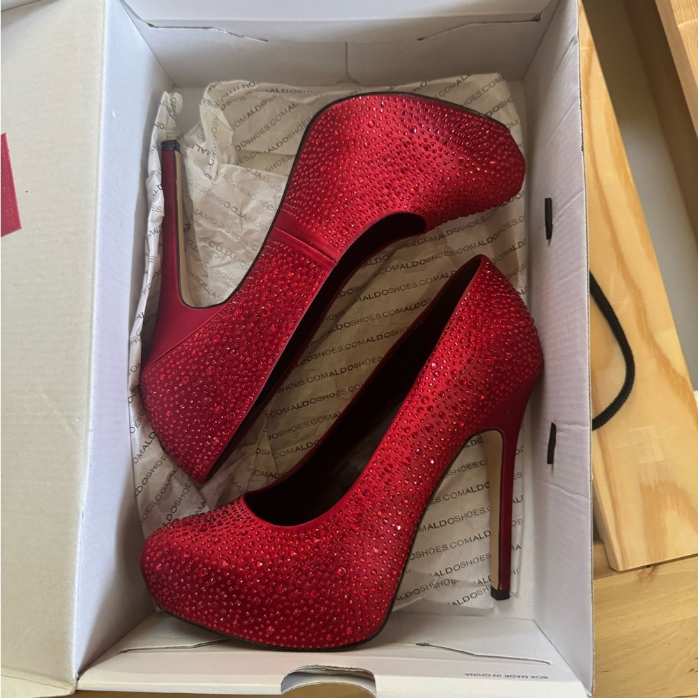 Aldo Red Rhinestone Heels